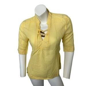 Kavu Medium 1/2 sleeve yellow cotton blouse